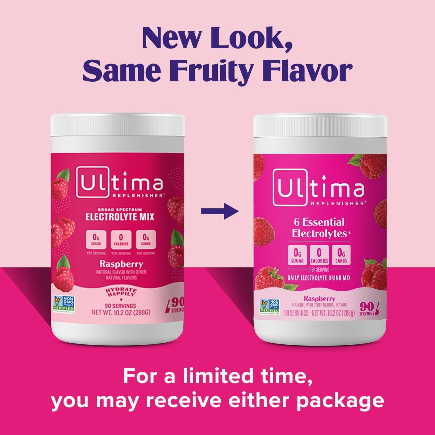 Ultima Replenisher Electrolyte Powder, Raspberry, 288g