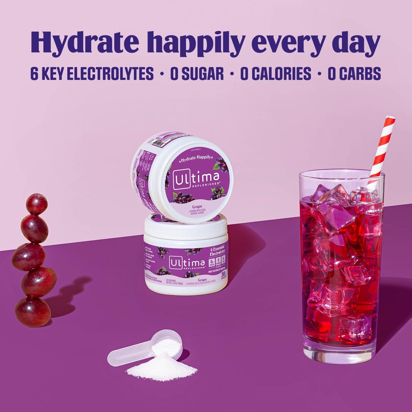 Ultima Health Products - Ultima Replenisher Electrolyte Powder 30 Servings Grape - 3.6 oz.