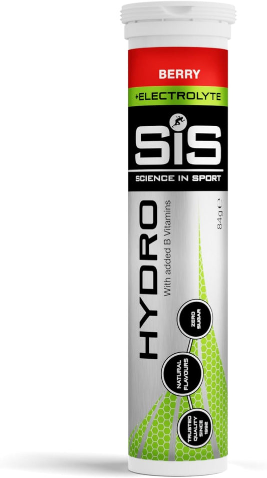 Science In Sport Hydro Hydration Tablets, Gluten-Free, Zero Sugar, Berry Flavour Plus Electrolytes, 20 Effervescent Tablets