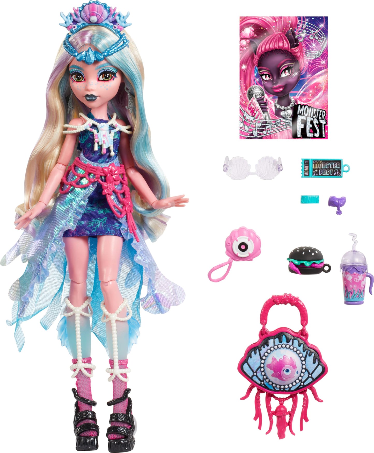 Monster High Lagoona Blue Doll with Glam Monster Fest Outfit and Festival The...